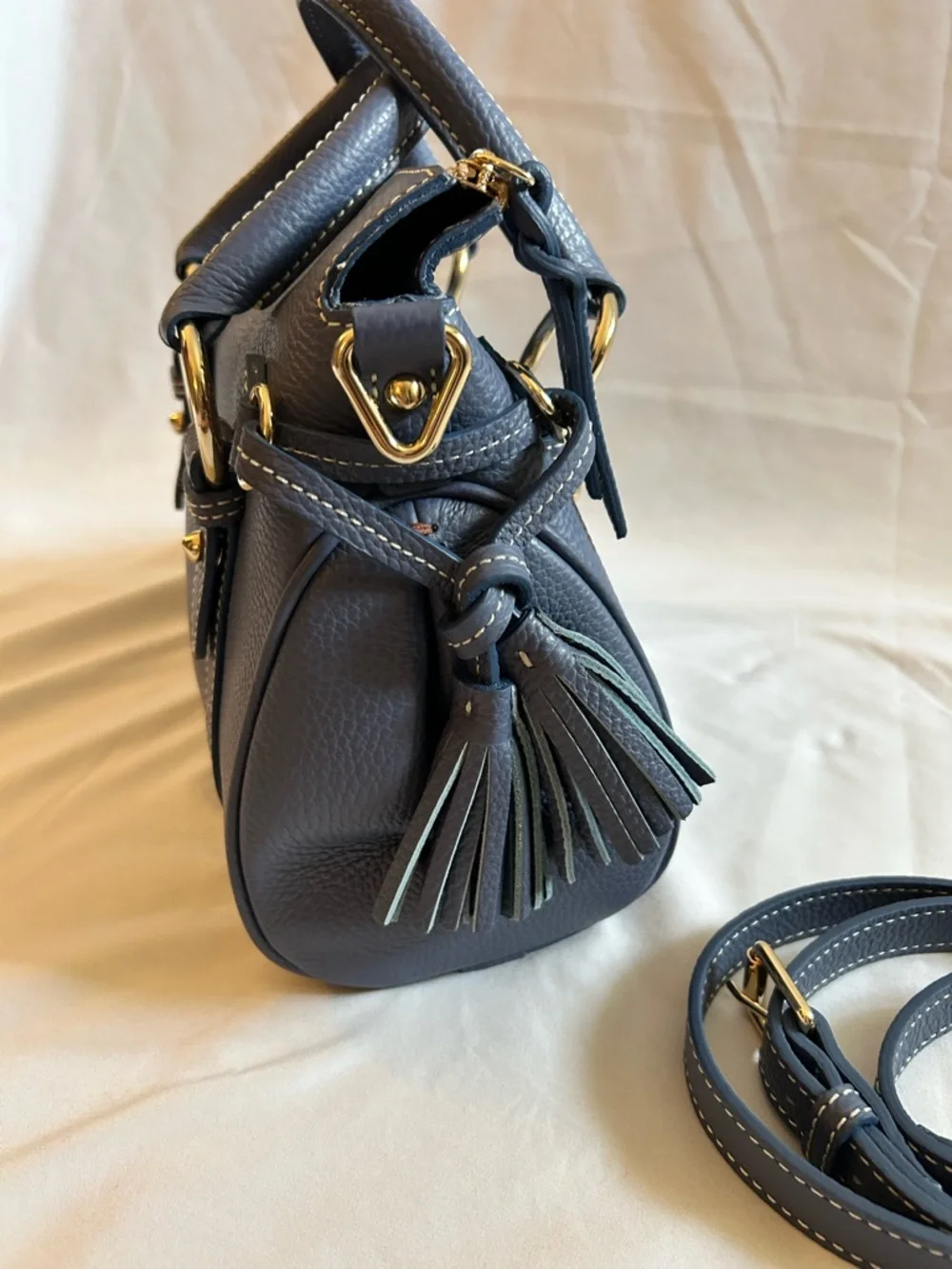 Dooney & Bourke Blue Pebble Leather Satchel - Picture 5 of 16